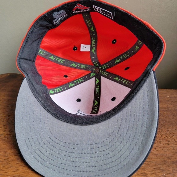 PACIFIC HEADWEAR MENS FITTED "G " Logo HAT Cap SIZE 7⅝ Orange Black - Picture 6 of 10